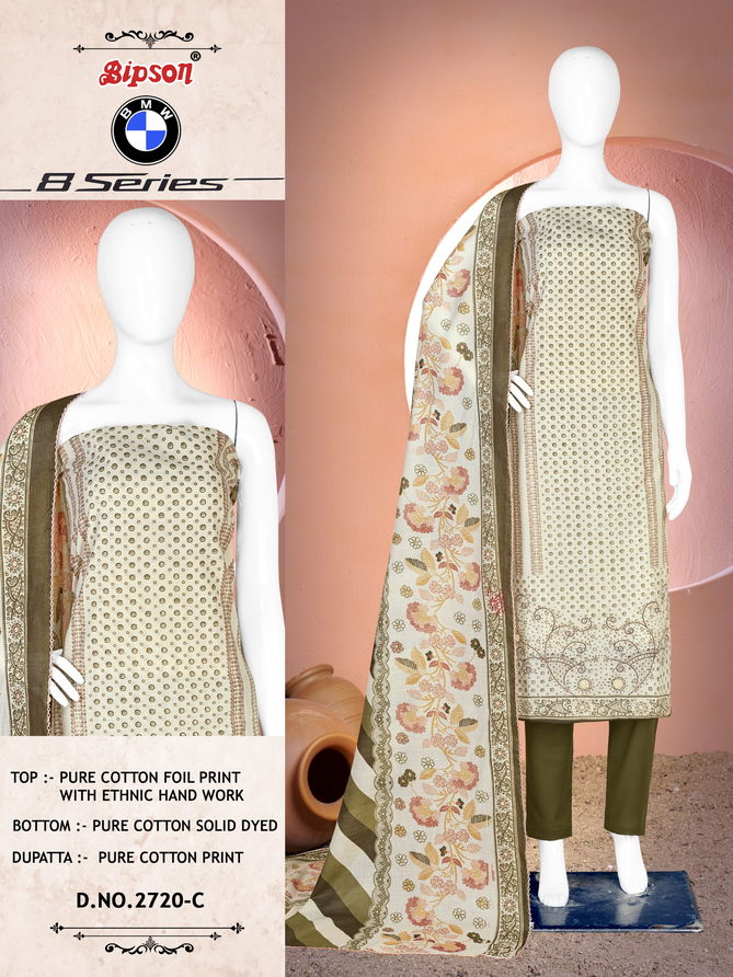 BMW 8 Series 2720 By Bipson Foil Printed Cotton Dress Material Wholesale Shop In Surat